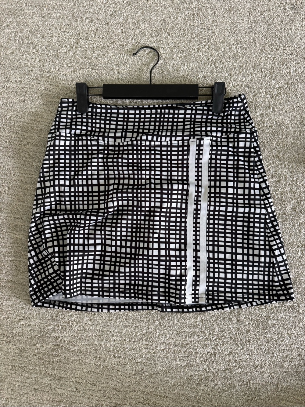 Golftini Black & White Grid golf skirt with Stripe Accent